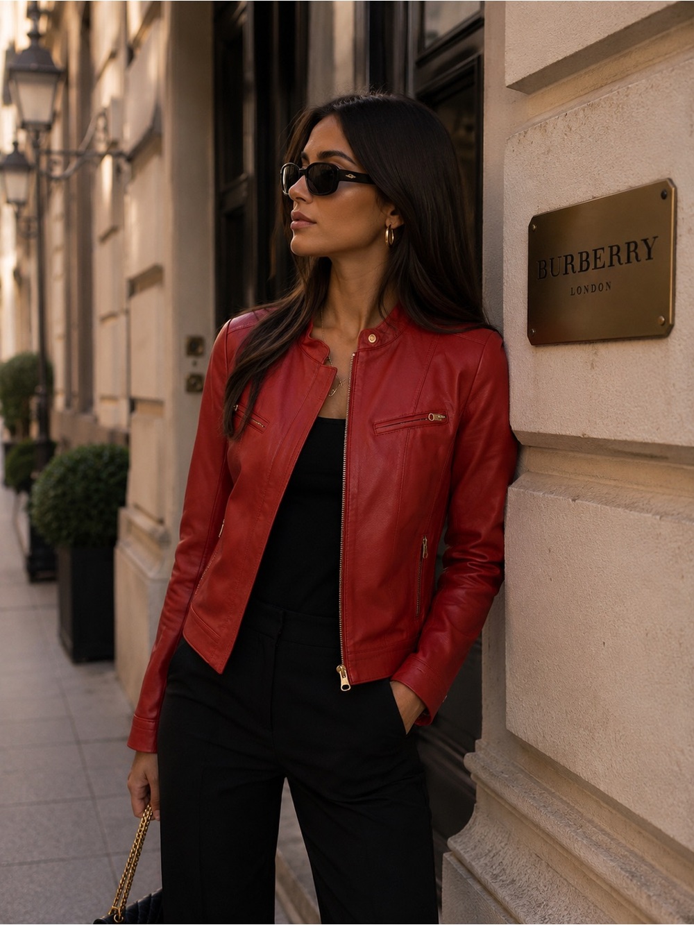 Vintage Red Leather Biker Jacket